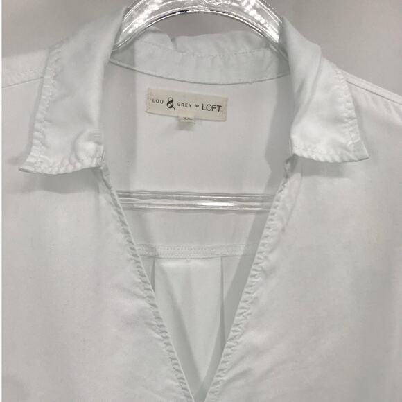 Lou & Grey for LOFT Light Blue Hi Lo Bubble Hem Popover Top Size M - Picture 2 of 5